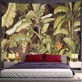 the JUNGLE - Tropical Plants Banana Leaf Tapestry Wall Hanging, Boho Home Room Decor