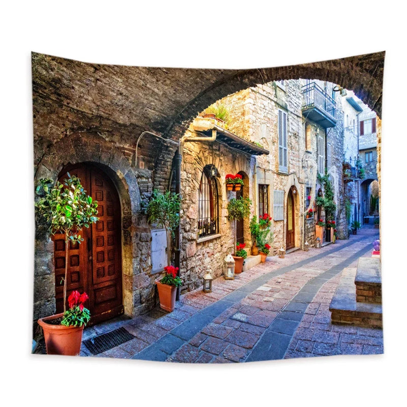 the ALLEY - Garden Posters for Outside, Large Tapestry Street Alley Landscape, Bohemian Wall Hanging Decor