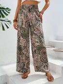 the BOHEMIAN - Women's Summer Retro Style Fashion Versatile Printed Elastic Waist Wide Leg Pants