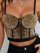 the JEWELED POPSTAR - Sexy Club Corset Streetwear Casual Camis Summer Party Fashion Tank Tops