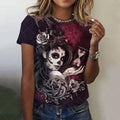 Women's T-shirt for Girls Summer Short Sleeve Fashion Casual Sexy Girls Clothes Horror Undead Skull Pattern oversized T-shirts