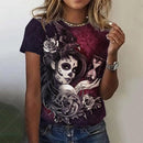 the SUGAR SKULL - Women's Fashion Casual Summer Short Sleeve Sexy Horror Undead Skull Pattern T-Shirts