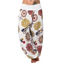 the ALI BABA - Women's Casual Fashion Floral Print Long Wide Leg Elastic Waist Bohemian Harem Pants