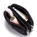 the BEE BAG - Women Cowhide Double Zipper Portable Wallets, Bag Bee Card Hoder Lipstick Case Leather Mini Earphone Coin Purse
