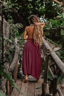 the CASTAWAY - Casual Bohemian Loose Cotton Skirt with Drawstring and Big Pockets