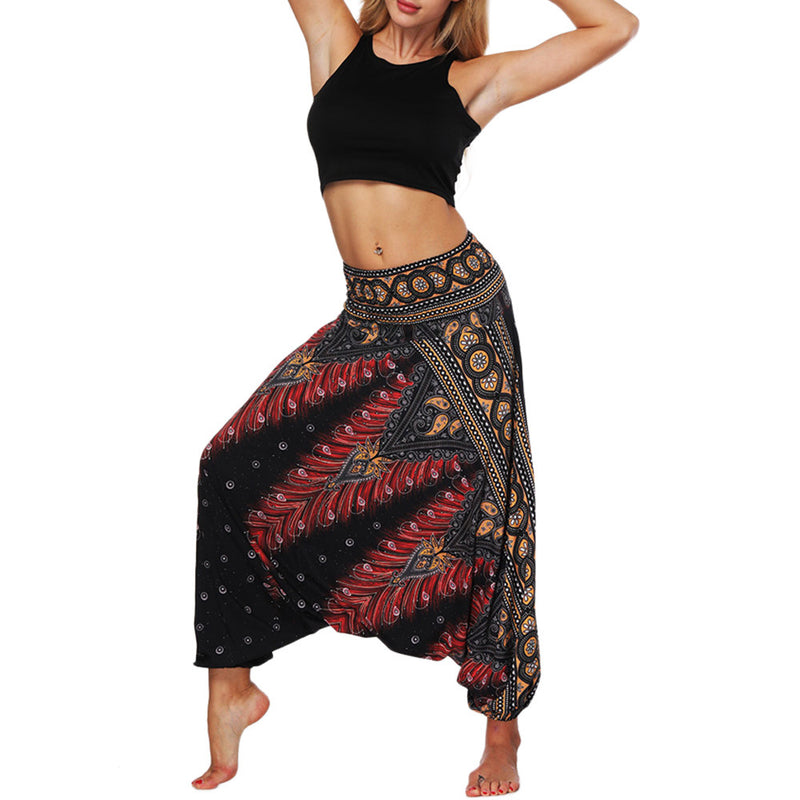 Women Pants 2023 Trousers Women'S Pants Summer Autumn Loose Yoga Trousers Baggy Boho Aladdin Jumpsuit Harem Pants Women Clothing