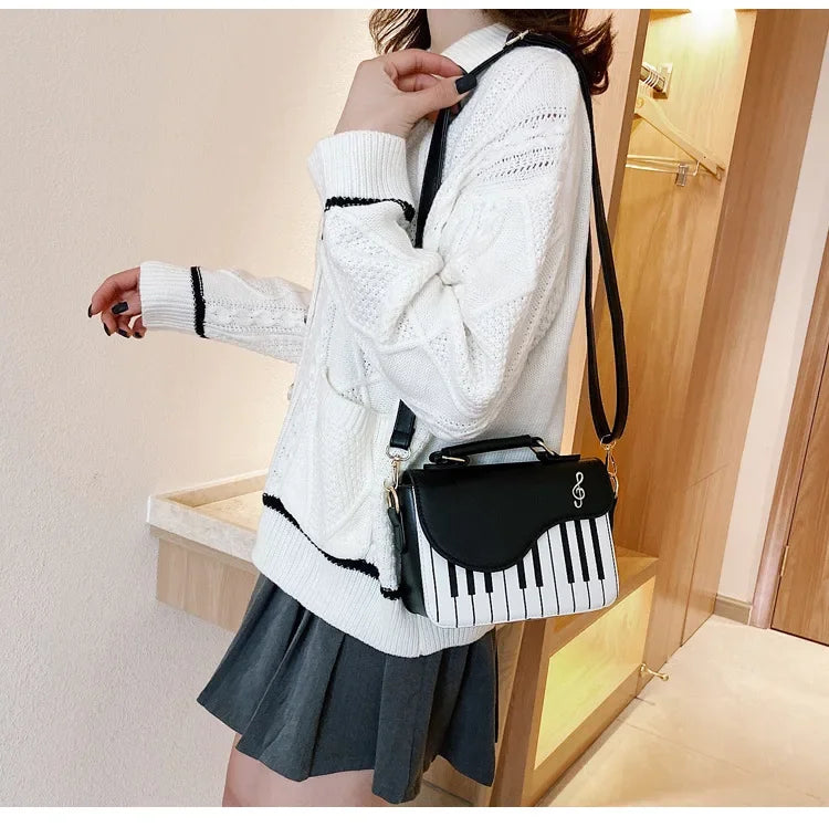 the KEYBOARD - Piano Design Women Shoulder Bags, PU Leather Messenger Bag, Handbag Fashion Crossbody Bag/Pocket Coin Purse