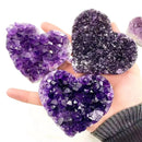 the AMETHYST HEART - Natural Amethyst Crystal Heart, Cluster Raw Ore Healing Crystal Mineral Stone Specimen, Gifts Collection, Home Aquarium Decoration