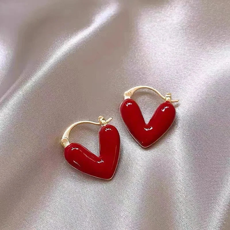 the SWEETHEARTS - Trendy Red Dripping Oil Heart Hoop Earrings for Women/Girls, Elegant Love Dangle Earrings Jewelry Gift