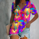 the YELLOWSTONE - Horse 3D Print Casual Fashion Short Sleeve V-Neck T-Shirts for Women