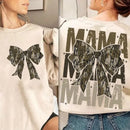 the CAMO MAMA - Women Mama Camo Coquette Bow Oversized Sweatshirts
