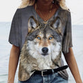 Women's T-shirts Animal Wolf 3d Print Tshirt Women Fashion T-shirt V-Neck Graphic T Shirts Women's Clothing Female Tops Summer