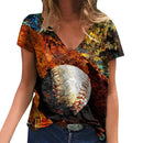 the SOFTBALL MOM - Summer Baseball MOM 3D Print V-Neck Short Sleeve Harajuku Streetwear Oversized T-Shirts for Women