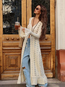 the SWEATER DRESS - Knitted Long Sleeve Casual Long Flare Chic Slim Hollow Out Dress