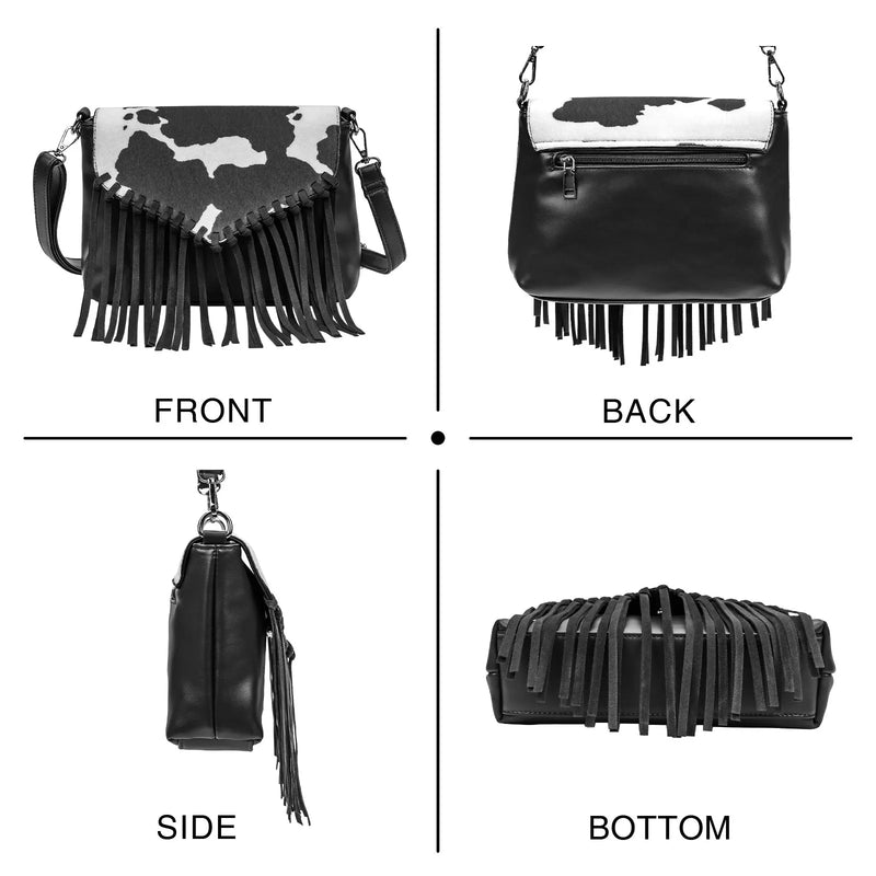 the WESTERNER - Original Design Shoulder Bag for Women, PU Leather Luxury Clutch Designer Handbags, Western Purse Fringe Messenger Bag