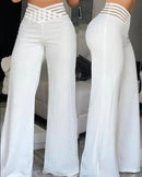 the BOOGIE BOHO - Women's Elegant Casual Long Trousers Fashion Solid Office High Waist Flared Pants