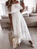 the WHITE PARTY COLLECTION - Elegant Party Beachwear Trendy Casual Summer White Cover-Ups Outfits New Boho Hippie Chic Long Maxi Dresses
