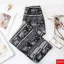 the SACRED ELEPHANT - Wide Leg High Waist Elephant Print Thin Straight Casual Bottoms Boho Pants