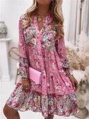 the PRETTY PAISLEY - Casual Floral Print Boho V-Neck Loose A-Line Elegant Beach Dress for Women