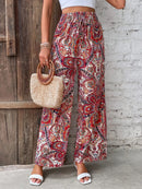 the BOHEMIAN - Women's Summer Retro Style Fashion Versatile Printed Elastic Waist Wide Leg Pants