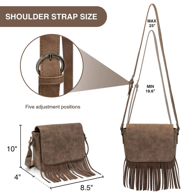 the WESTERNER - Original Design Shoulder Bag for Women, PU Leather Luxury Clutch Designer Handbags, Western Purse Fringe Messenger Bag