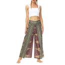 the MORACCAN - Women's Summer Casual Loose Wide Leg Wrap Long Soft Slit Leg Harem Dance Beach Boho Baggy Yoga Pants