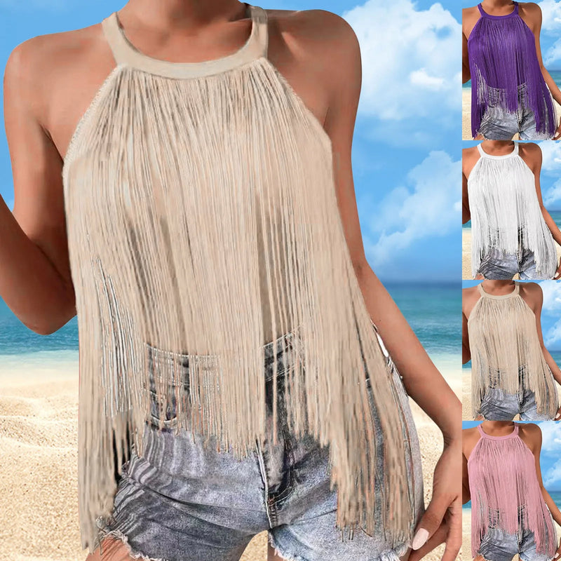 And Top Women's Tassel Sleeveless Fashion Tassel Beach Tank Top Clothes Teen Girls