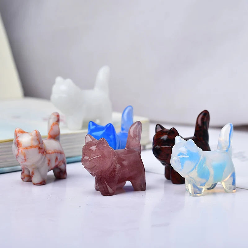 the STONE KITTY - Opal Ruby Kitten Cute Gift Home and Decoration Room Decor Natural Stone Crystals Crystal Aquarium Quartz Stones