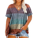 the CASUAL BOHO - Women's Summer Casual Fashion V-Neck Stripe Print Oversized T-Shirts