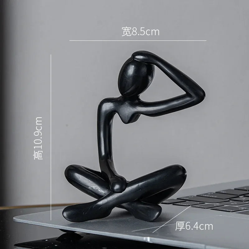 the STICK PEOPLE - 1pc Plastic Thinker Statues Abstract Mini Characters Figurines, Home Office Study Room Bookshelf Decor Accessories