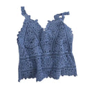 the DAINTY DAMSEL - Women Vintage V-Neck Vest Tops Summer Sleeveless Crochet Tops Hollow Lace Knitted Sling Camisole Tops