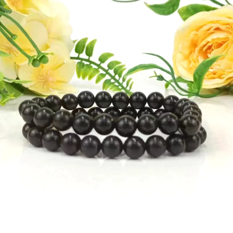 the SHUNGITE - 6MM/8MM Black Russia Shungite Bracelet Beads, Real Natural Crystal Jewelry Energy Stone For Health Care Healing Fengshui