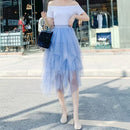 the TULLE TUTU - Fashion Summer Tutu Skirt Harajuku Tulle High Waist Midi Mesh Skirts