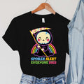 Skull T-shirts Women Cartoon Rainbow Tshirts SPOILER ALERT Everyone Dies Print Women's Clothing Vintage90s Sickle Women T-Shirts