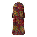 the BOHO KIMONO - Floral Printed Long Sleeve Cotton Maxi Dress Long Loose Casual Lapel Neck Shirtdress