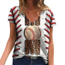 the SOFTBALL MOM - Summer Baseball MOM 3D Print V-Neck Short Sleeve Harajuku Streetwear Oversized T-Shirts for Women