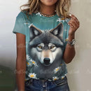the WOLF WARRIOR - 3D Wolf Print Women T-Shirts Summer Fashion Animal Short Sleeve O-Neck Oversized T-Shirts for Women