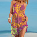 the SUNFLOWER - Summer Sunflower Beach Dress 3D Print Vacation Party Sundress Casual Sleeveless Beachwear Dress