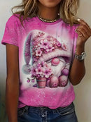 the HAPPY GNOME - Gnomes Printed Comfortable Crew Neck Short Sleeves Summer Style Casual T-Shirts for Women