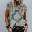 the TEXTILE - Summer Western Style 3D Print Streetwear Fashion Short Sleeve O-Neck T-Shirts for Women