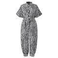 the JUMPSUIT - Fashion Print Short Sleeves V-Neck Loose Playsuit Pocket Vintage Jumpsuits for Women