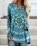 the MANDALA - Vintage European Pattern 3D Print Fashion Long Sleeve Tops for Women