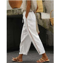the CROPPED BOHO - Women's Vacation Casual Solid Color Lace Hollowed Out Patchwork Cropped Loose Pants