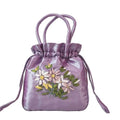 the SATCHEL - Retro Elegant Satin Silk Embroidery Totes for Women, Floral Drawstring Handbag, Woman Purse/Wallet Small Tote Bags