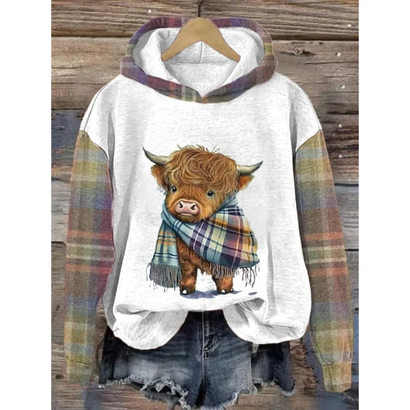 Cute Highland Cow 3D Print Hoodies Women Men Animal Hooded Sweatshirts Streetwear Pullovers Tracksuits Female Unisex Clothing