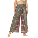 the MORACCAN - Women's Summer Casual Loose Wide Leg Wrap Long Soft Slit Leg Harem Dance Beach Boho Baggy Yoga Pants