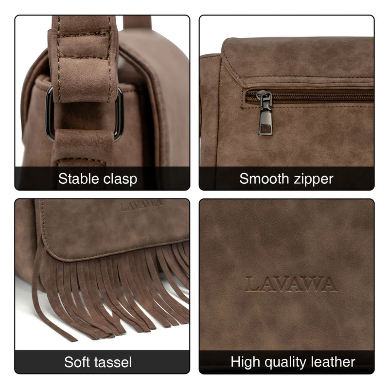 the WESTERNER - Original Design Shoulder Bag for Women, PU Leather Luxury Clutch Designer Handbags, Western Purse Fringe Messenger Bag