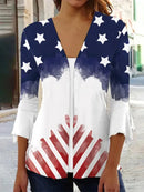 the VINTAGE BOHO - Women's Spring/Autumn Vintage Floral Print Knitted Cardigan Fashion Elegant V-Neck 3/4 Sleeve Tunic Sweater Coats