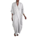 the WRAP BOHO - Spring/Fall Maxi Robe Baggy Cross V Neck Large Pocket Retro A-Line Bohemian Maxi Dress