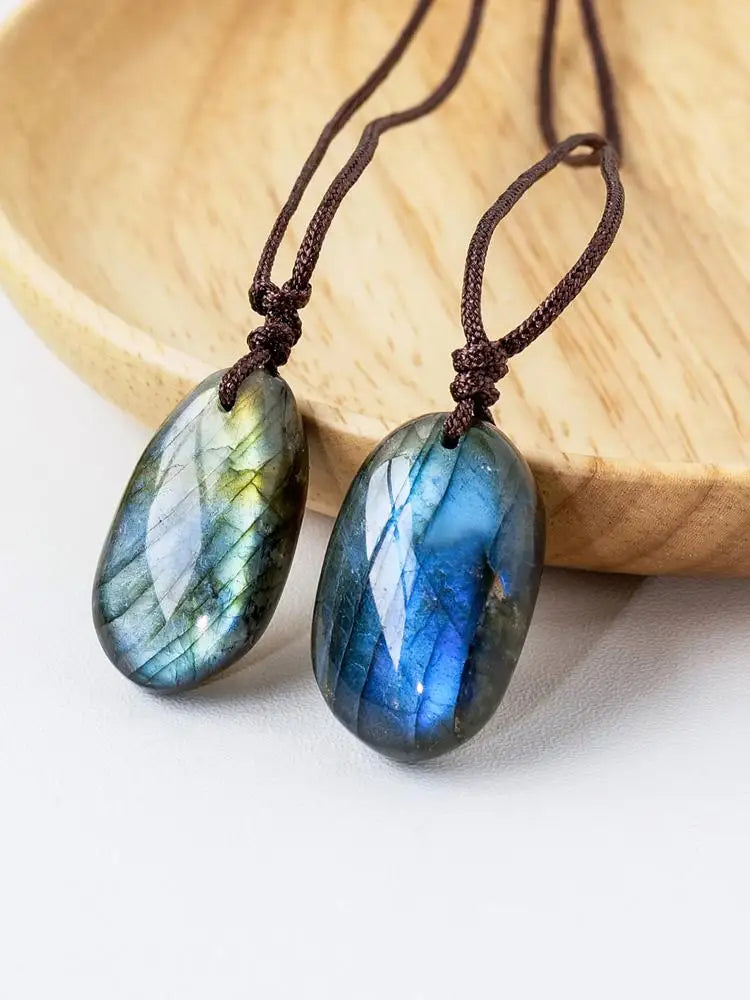 Natural Labradorite Pendant Necklaces Labradorite Necklace Energy Necklaces Healing Crystal Necklace Stones Ornament Home Decor